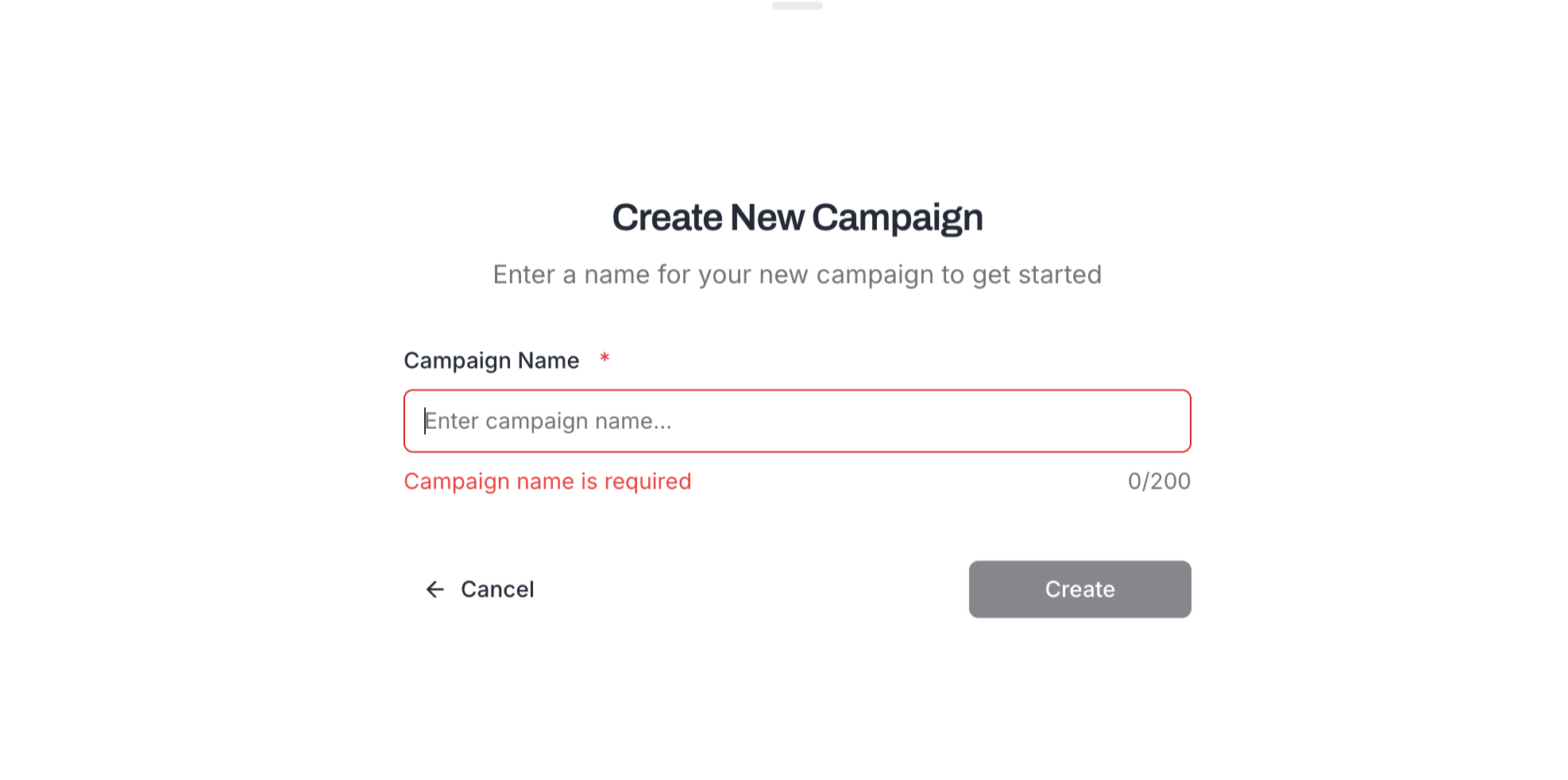 Create New Campaign dialog
