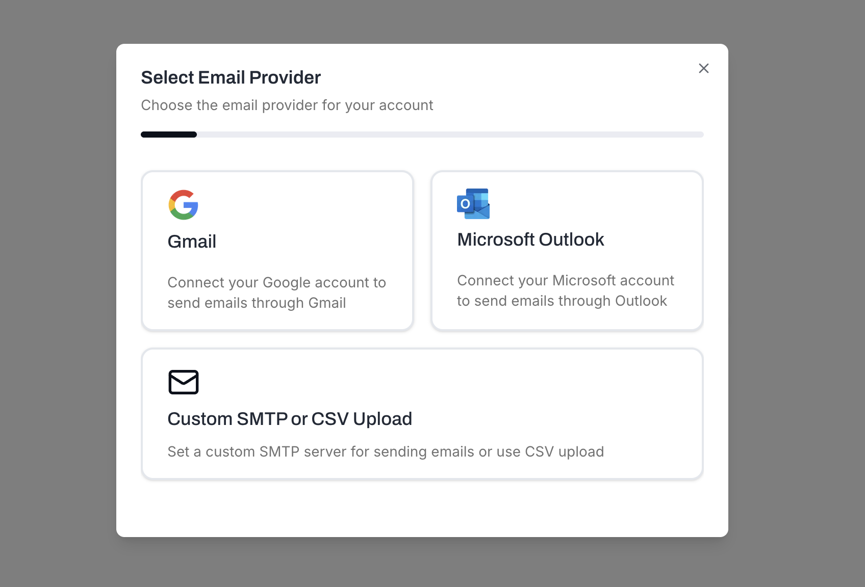 Select Email Provider dialog